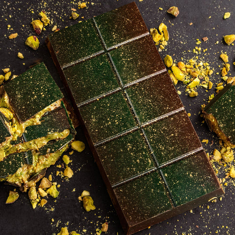 Pistachio Kunafa Dark Chocolate Block