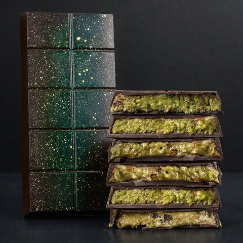 Pistachio Kunafa Dark Chocolate Block