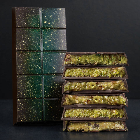 Pistachio Kunafa Dark Chocolate Block - Choced