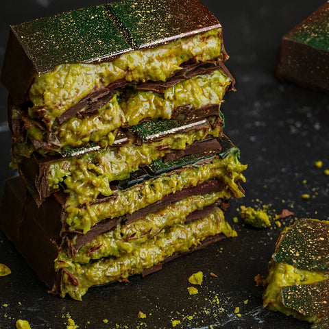 Pistachio Kunafa Dark Chocolate Block
