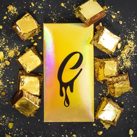 Gold Foil Pistachio Kunafa Chocolate Block - Choced