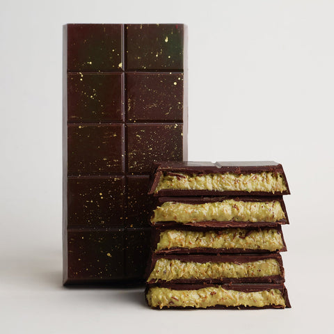 Pistachio Kunafa Dark Chocolate Block - Choced